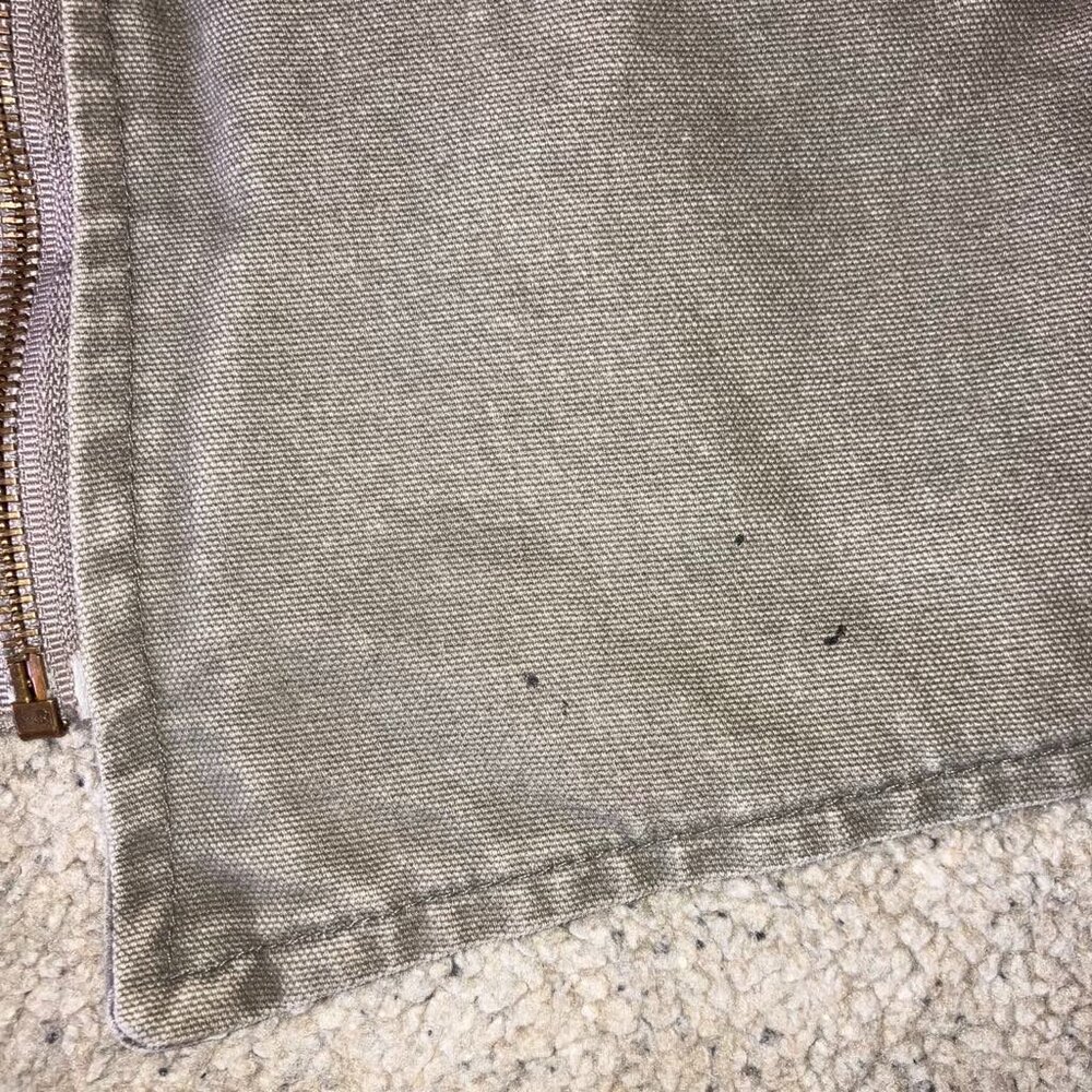 Vintage Carhartt Sherpa Lined Gray Green Canvas Vest V13 with Slit Pockets XL - Picture 4 of 10